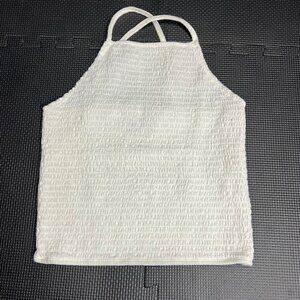 Hollister Womens White Smocked Halter Top S Cotton Blend
